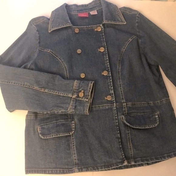 Pappagallo Denim Jeans Jacket Double Breasted Style Size Medium - Picture 1 of 11
